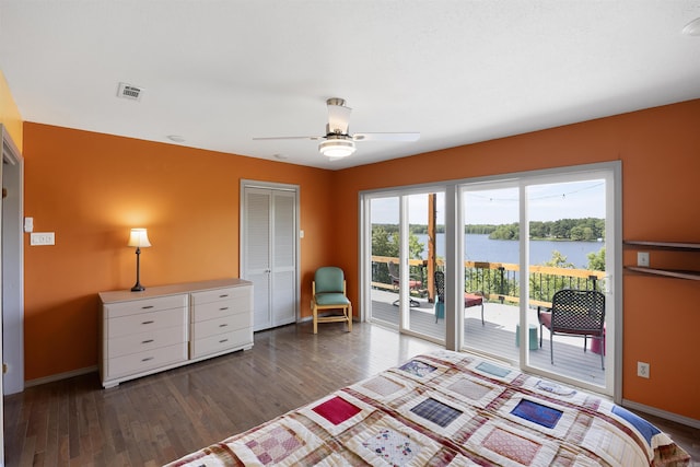 170 Ridge Rd, Houston, AR 72720 - bedroom with access to outside, baseboards, wood finished floors, and visible vents