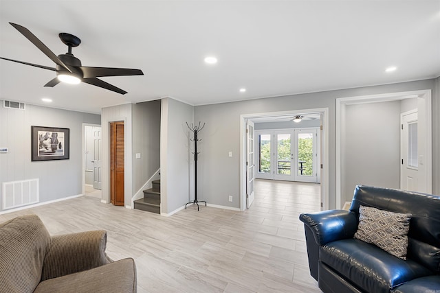 170 Ridge Rd, Houston, AR 72720 - living room with visible vents, baseboards, and ceiling fan