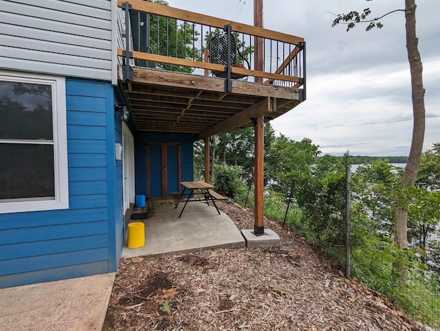 view of patio with a wooden deck