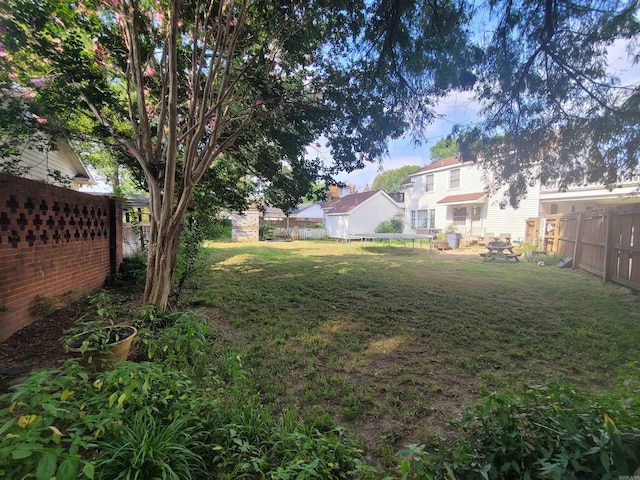 view of yard with a trampoline