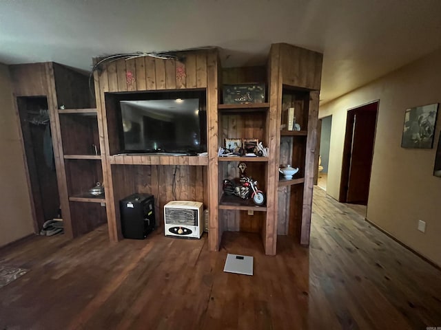 living room with dark hardwood / wood-style flooring