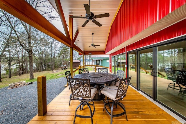 deck featuring ceiling fan