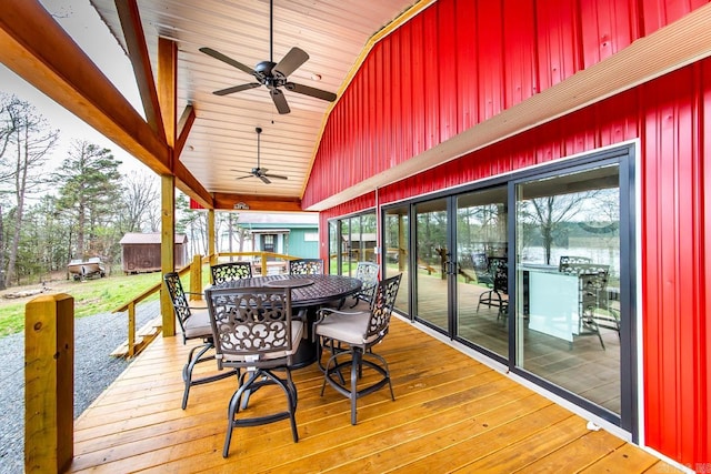 deck featuring ceiling fan