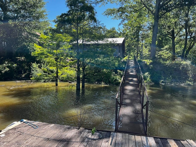 view of dock featuring a water view