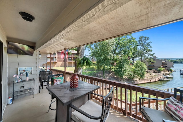 balcony with a water view