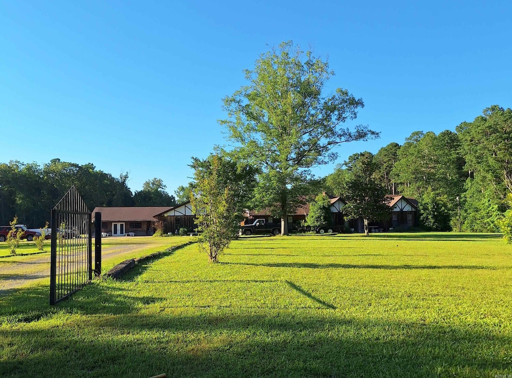 view of property's community with a lawn