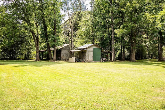 view of yard with a storage unit