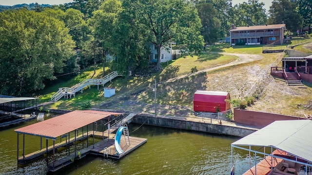 view of dock featuring a water view