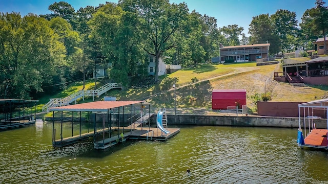 dock area featuring a water view