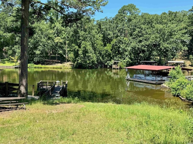 view of dock featuring a water view