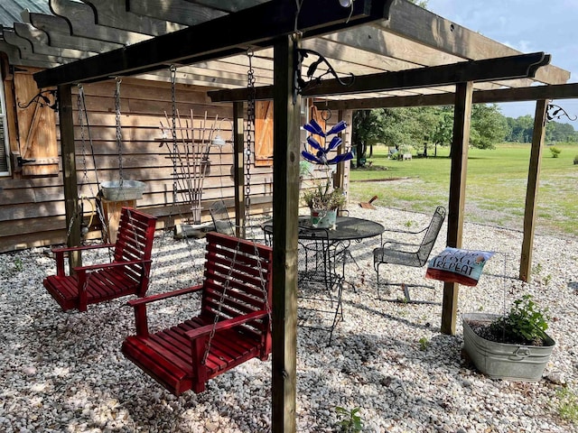 exterior space with a pergola