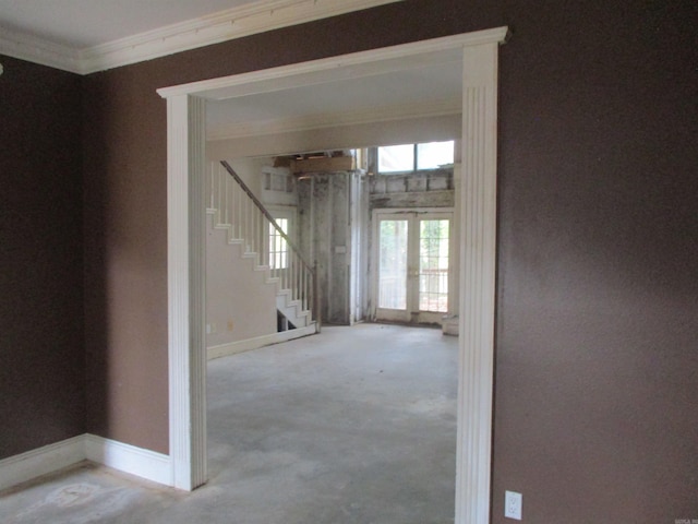 corridor with crown molding