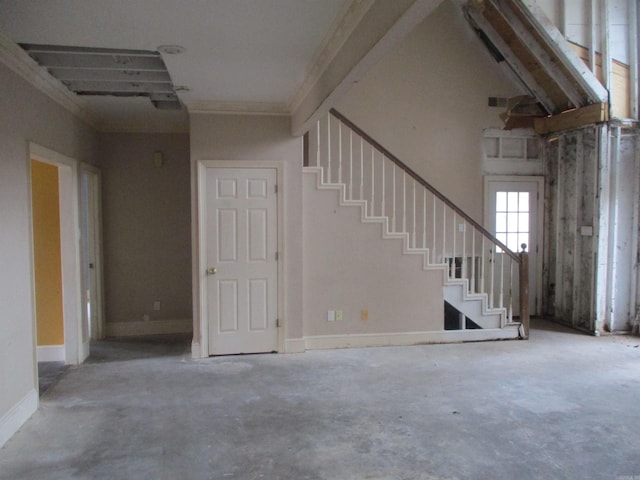 interior space featuring ornamental molding