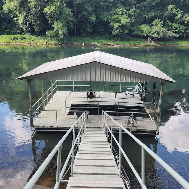 view of dock featuring a water view