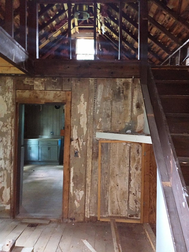 view of unfinished attic