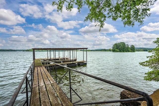 view of dock featuring a water view