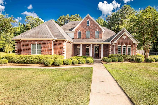 view of front of house with a front lawn