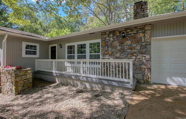 exterior space featuring a garage