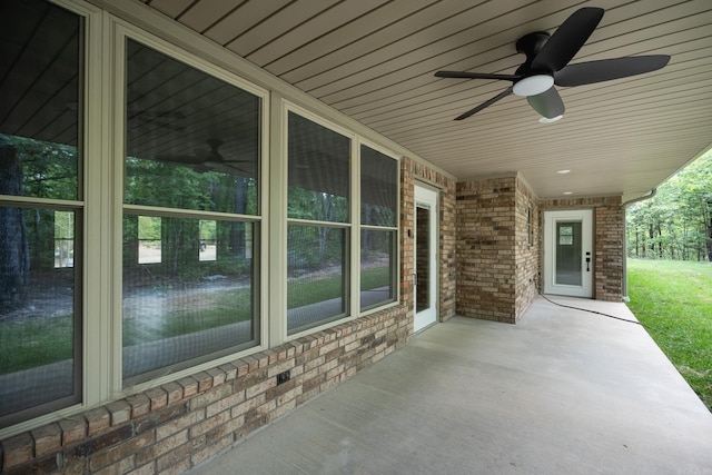 view of patio with ceiling fan