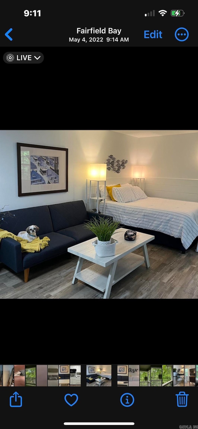 living room with hardwood / wood-style flooring