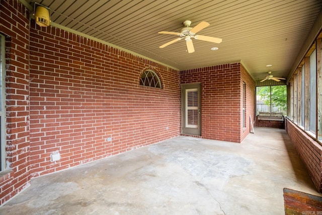 view of patio / terrace featuring ceiling fan