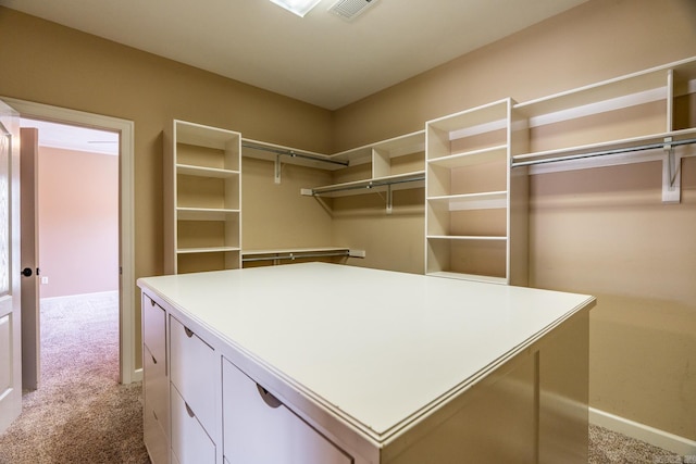 spacious closet with light colored carpet