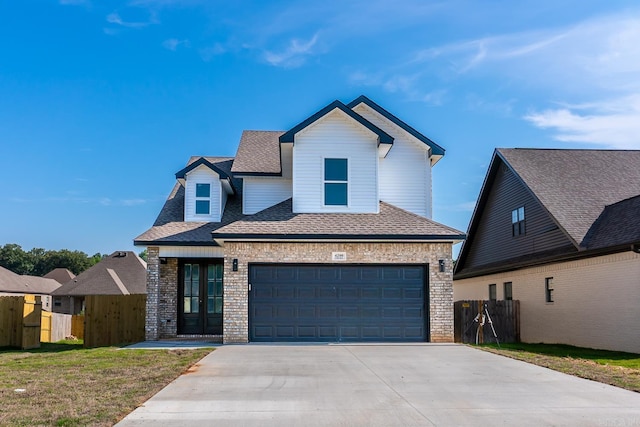 front facade with a garage