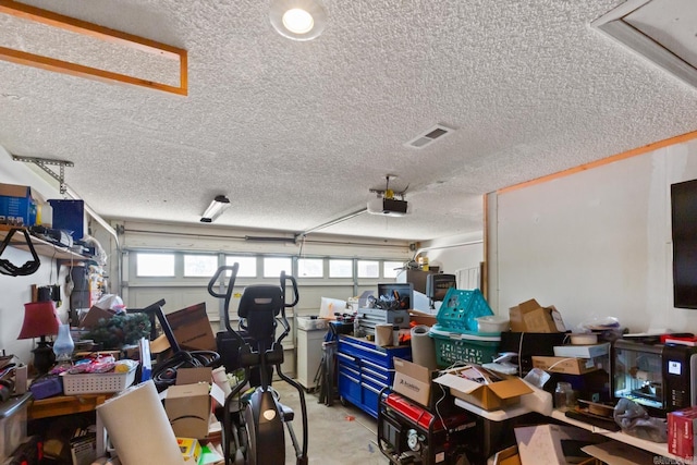 garage with a garage door opener