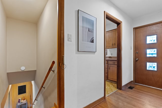 hall featuring light hardwood / wood-style flooring