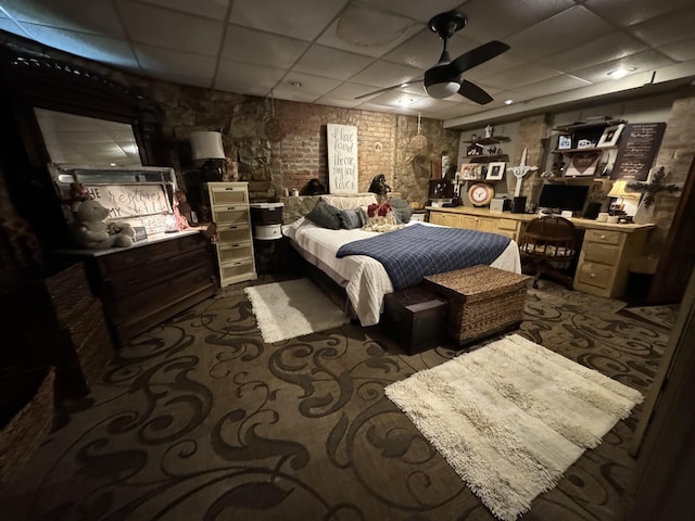 bedroom with a drop ceiling