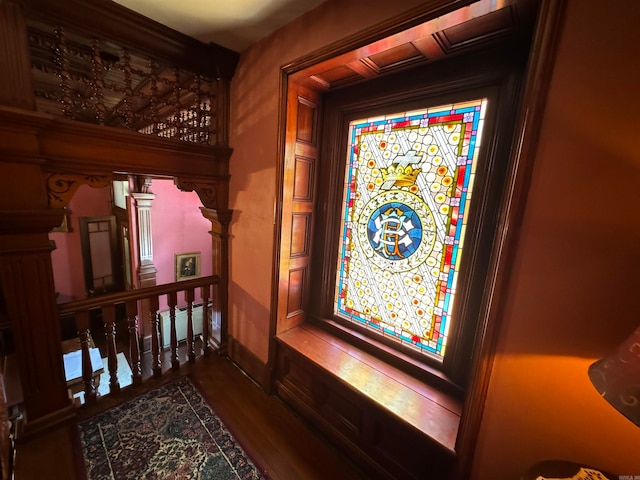 interior details featuring hardwood / wood-style flooring