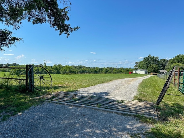 view of road with a rural view