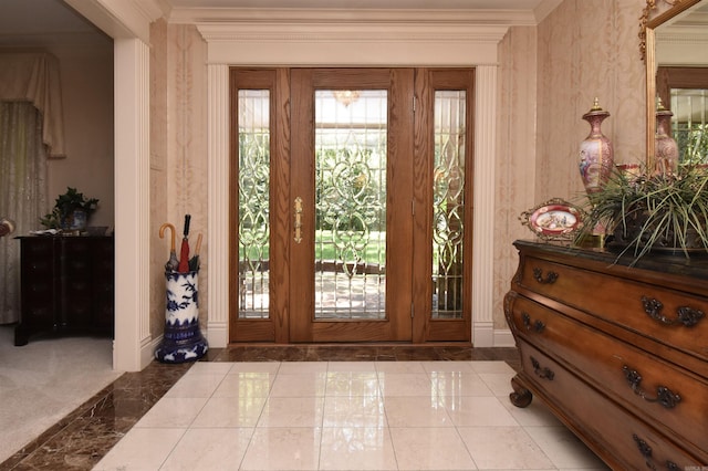 doorway with crown molding