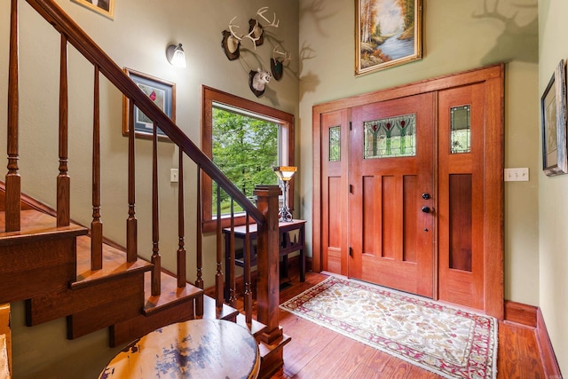 foyer entrance featuring wood-type flooring