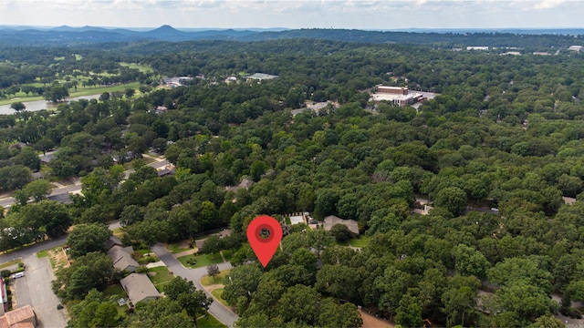 drone / aerial view featuring a mountain view