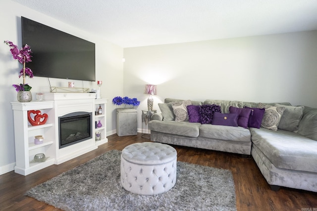 living room featuring dark hardwood / wood-style floors