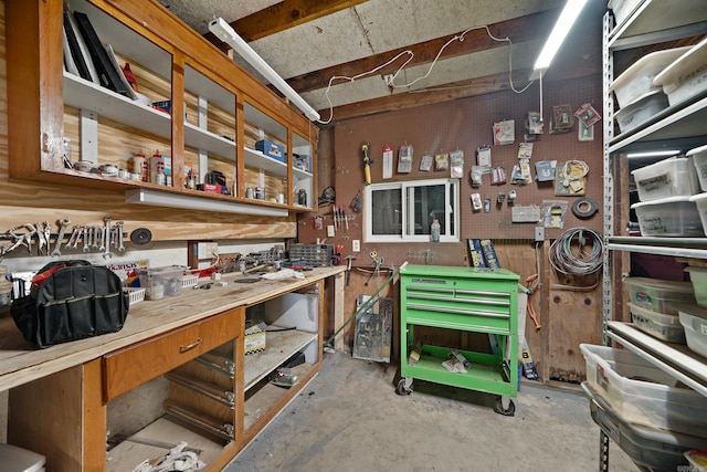 interior space with a workshop area