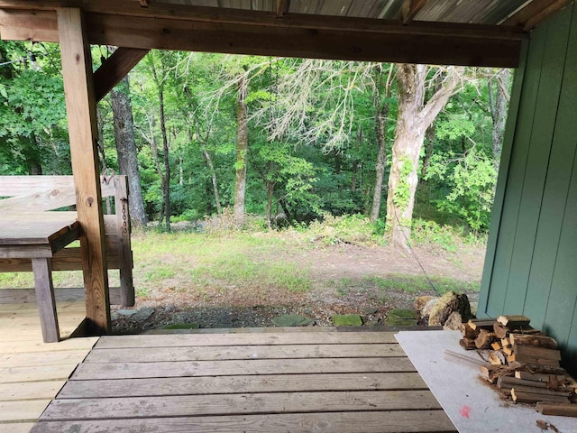 view of yard with a wooden deck