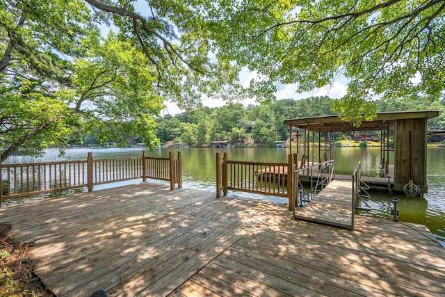 view of dock featuring a water view