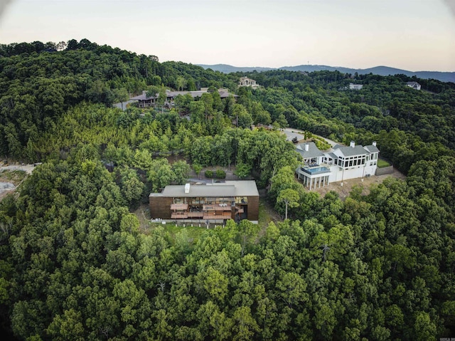 view of aerial view at dusk