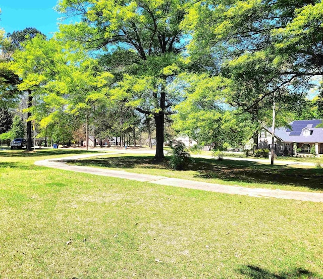 view of property's community featuring a lawn