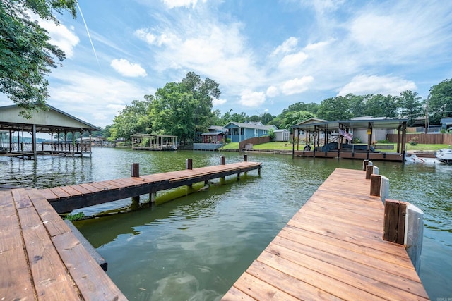 dock area featuring a water view