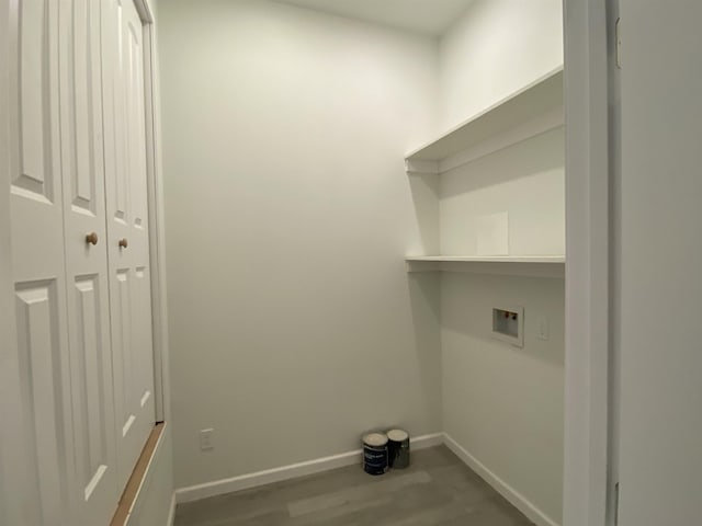 laundry area featuring washer hookup and wood-type flooring