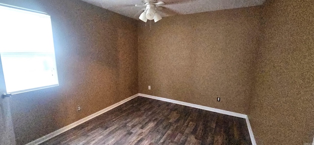 empty room featuring hardwood / wood-style floors and ceiling fan