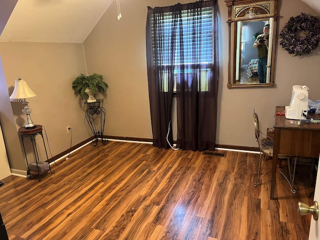 interior space featuring vaulted ceiling and hardwood / wood-style floors