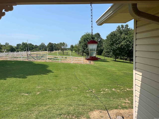 view of yard with a rural view