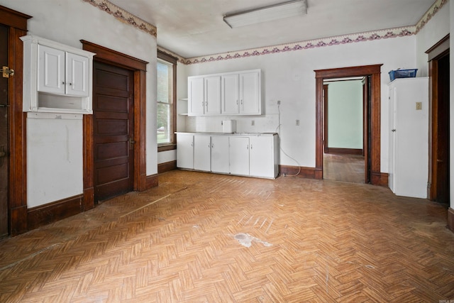 interior space featuring light parquet floors