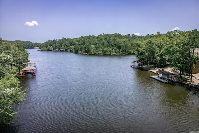 view of water feature featuring a dock