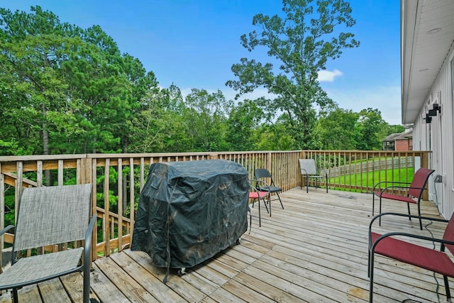 deck featuring area for grilling