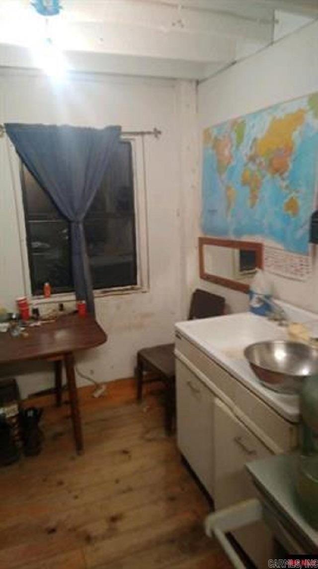 bathroom featuring wood-type flooring